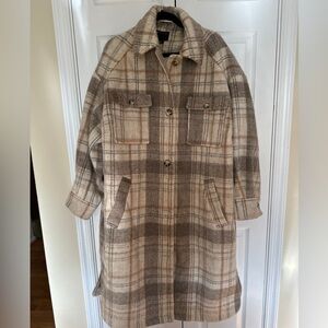 ASOS Plaid Trench Coat in Beige and Brown